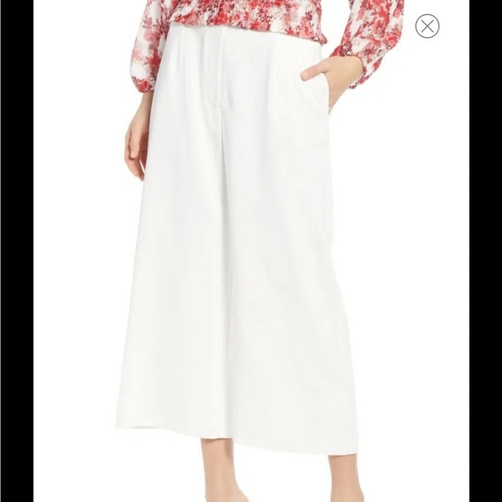 Wayf White Tyson Wide Leg Cropped Pants large